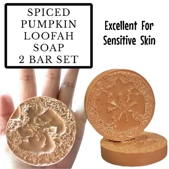 2 Bars, Pumpkin Luffa, Loofah Spice Soap, Handmade, ( PRICE IS FIRM ) - Picture 1 of 2